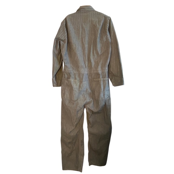 Vintage 1970s Sears Work Leisure Herringbone Denim Coveralls 36R Zip Front USA - Picture 3 of 11
